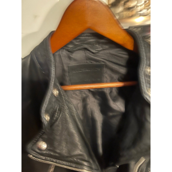 AllSaints Klyn Black Leather Biker Jacket - Picture 7 of 12